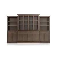 Cameo Pinot Lancaster 4-Piece Glass and Wood Door Wall Unit with Storage Bookcase