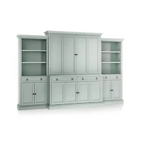 Cameo Blue Grey 4-Piece Entertainment Center with Storage Bookcase