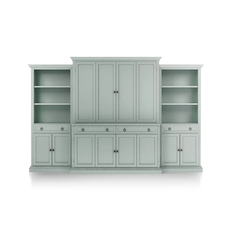 Cameo Blue Grey 4-Piece Entertainment Center with Storage Bookcase