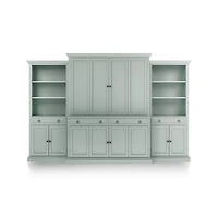 Cameo Blue Grey 4-Piece Entertainment Center with Storage Bookcase