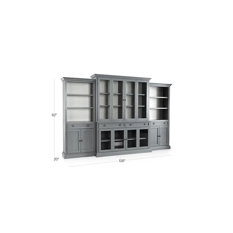 Cameo 4-Piece Modular Grey Glass Door Wall Unit
