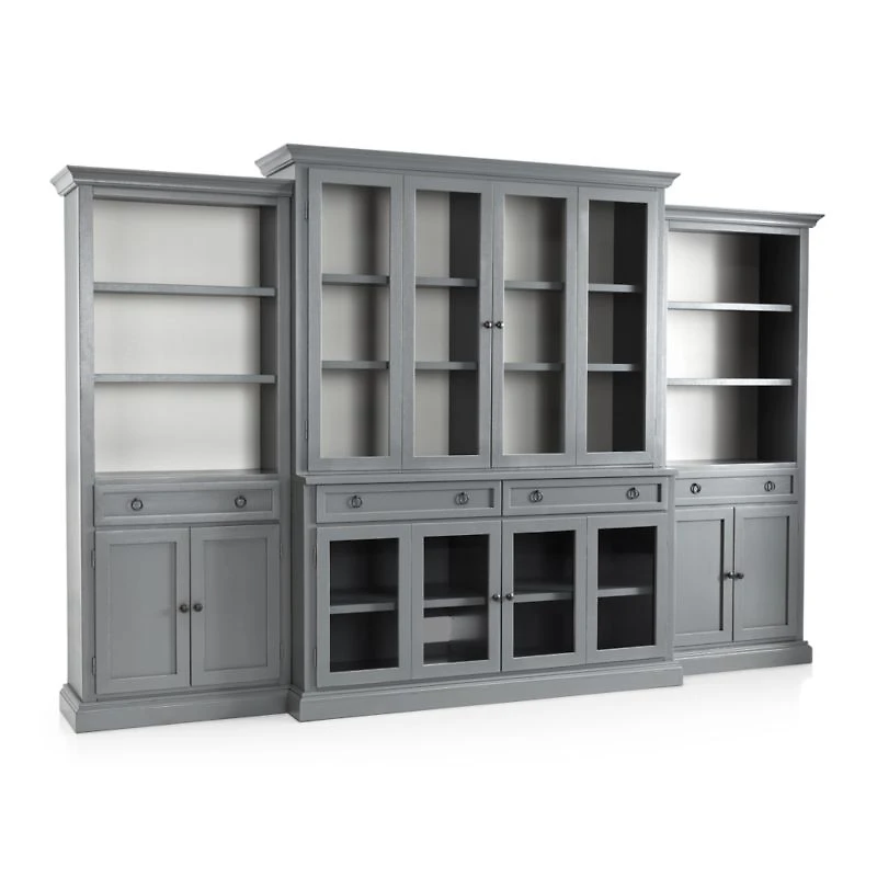 Cameo 4-Piece Modular Grey Glass Door Wall Unit