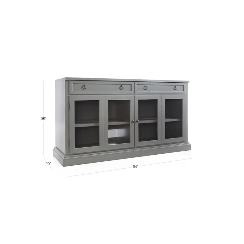 Cameo 62" Grey Modular Storage Media Console with Glass Doors