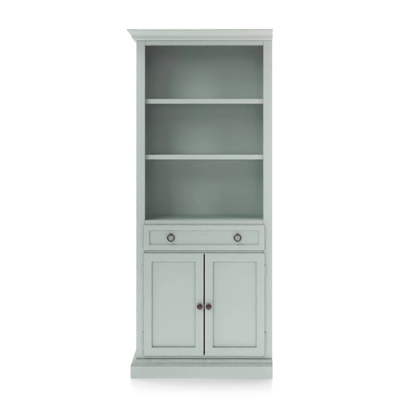 Cameo Blue Grey Storage Bookcase with Left Crown