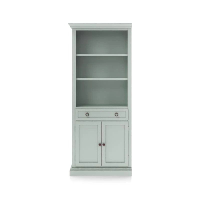 Cameo Blue Grey Storage Bookcase with Left Crown