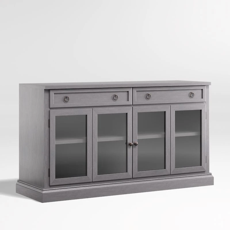 Cameo 62" Dove Grey Storage Media Console with Glass Doors
