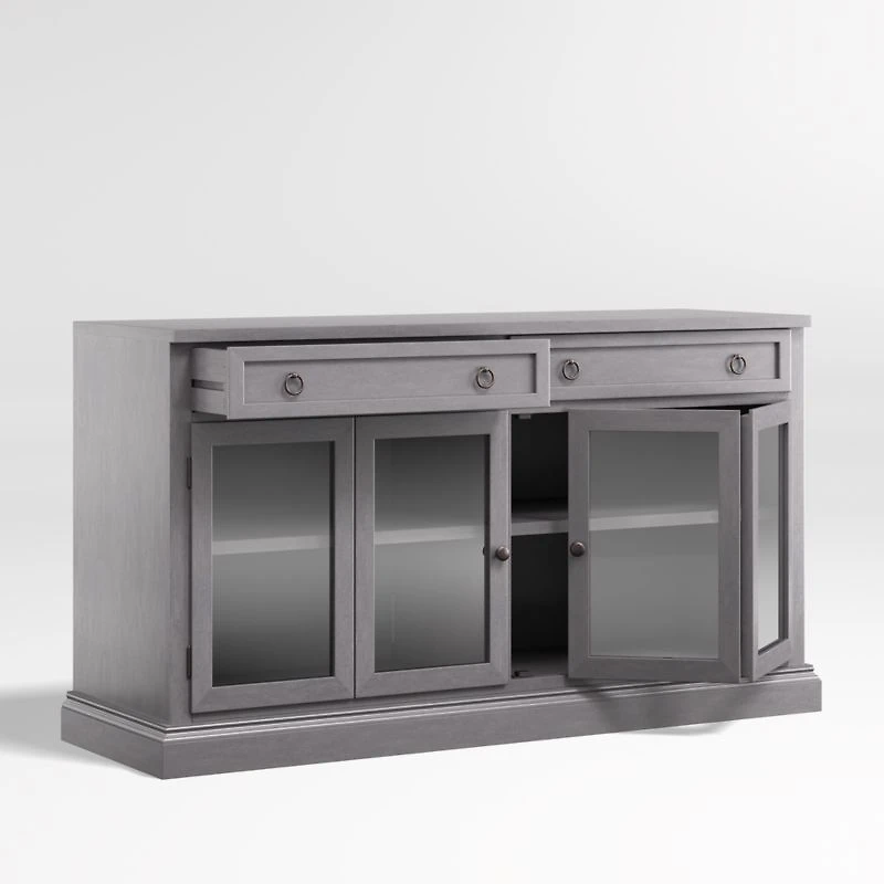 Cameo 62" Dove Grey Storage Media Console with Glass Doors