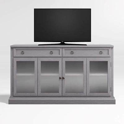 Cameo 62" Dove Grey Storage Media Console with Glass Doors