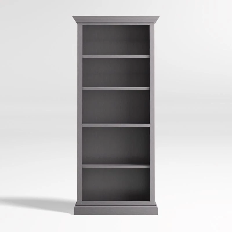 Cameo Dove Grey Open Bookcase with Full Crown