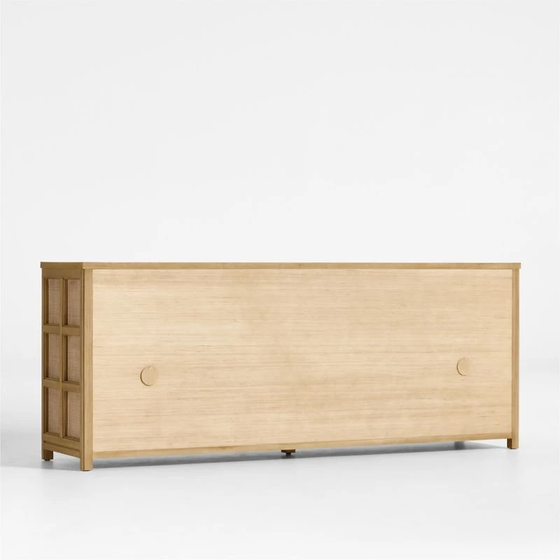 Campagna 76" Rattan and Natural Oak Wood Storage Media Console