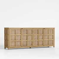 Campagna 76" Rattan and Natural Oak Wood Storage Media Console