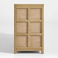 Campagna 76" Rattan and Natural Oak Wood Storage Media Console
