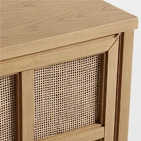 Campagna 76" Rattan and Natural Oak Wood Storage Media Console