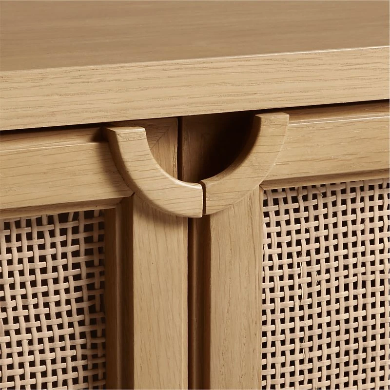 Campagna 76" Rattan and Natural Oak Wood Storage Media Console