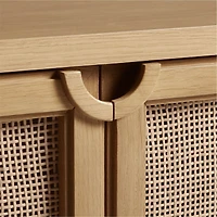 Campagna 76" Rattan and Natural Oak Wood Storage Media Console