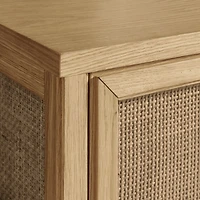 Campagna 70.6" Rattan and Natural Oak Wood 6-Drawer Dresser