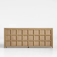 Campagna 70.6" Rattan and Natural Oak Wood 6-Drawer Dresser