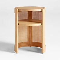 Cane Natural Wood Round Nursery Side Table