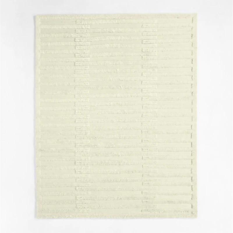 Cannet Wool Shag Sand Beige Area Rug 6'x9'