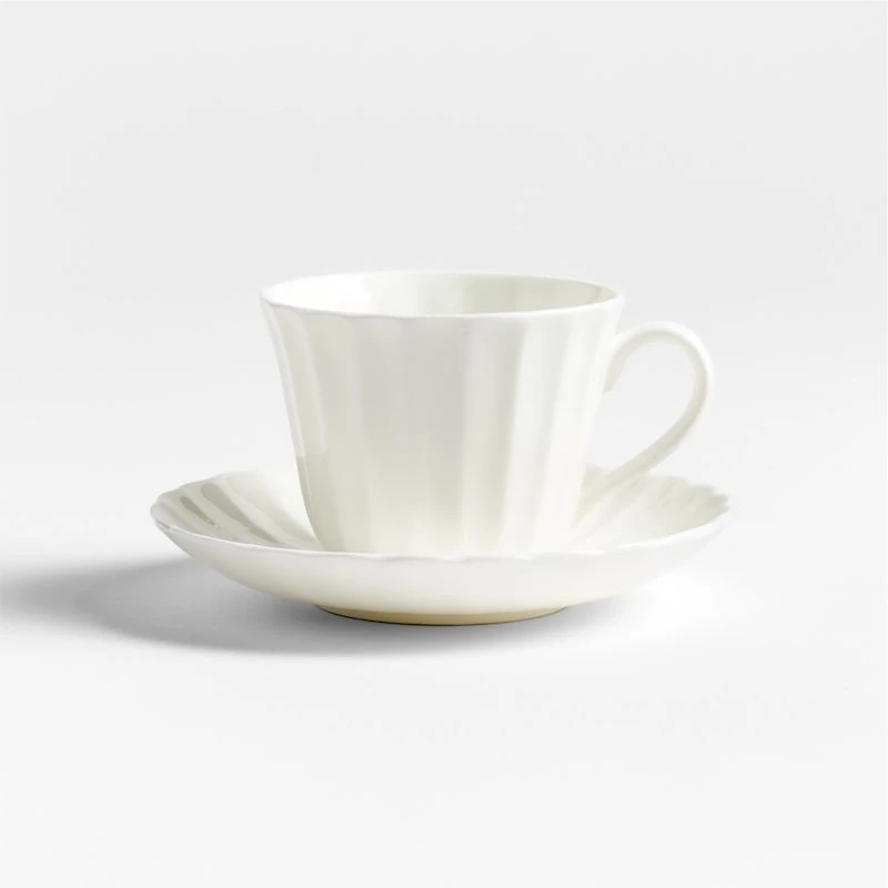 Capella White Bone China Mug with Saucer