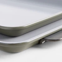 Caraway ® Ceramic Non-Stick Baking Sheet Duo Olive Green with Gunmetal Hardware
