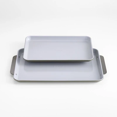 Caraway ® Ceramic Non-Stick Baking Sheet Duo Olive Green with Gunmetal Hardware
