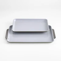 Caraway ® Ceramic Non-Stick Baking Sheet Duo Olive Green with Gunmetal Hardware