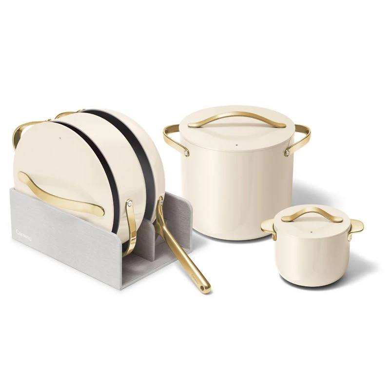 Caraway Cookware Plus 8-Piece Cream and Gold Set