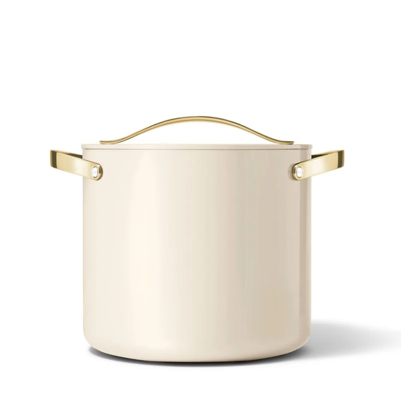 Caraway Cookware Plus Cream and Gold 12-Qt. Stockpot with Lid
