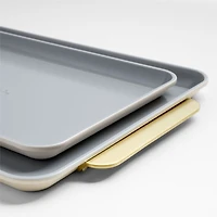 Caraway Home Cream Non-Stick Ceramic Baking Sheet Duo with Gold Handles