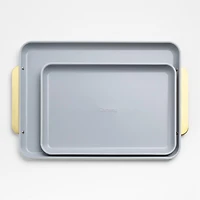 Caraway Home Cream Non-Stick Ceramic Baking Sheet Duo with Gold Handles