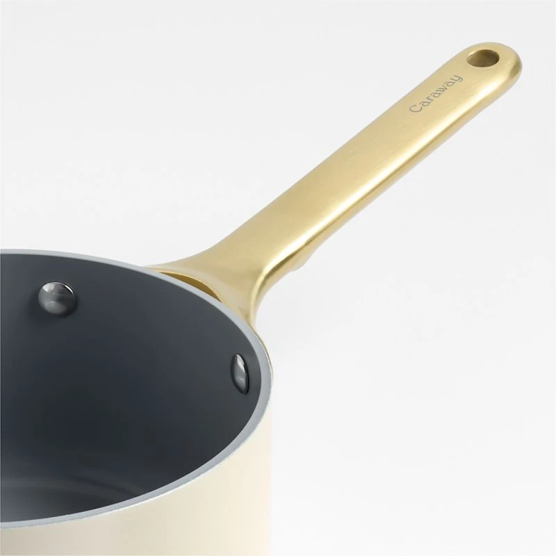 Caraway Cream and Gold 1.75-Qt. Mini Saucepan