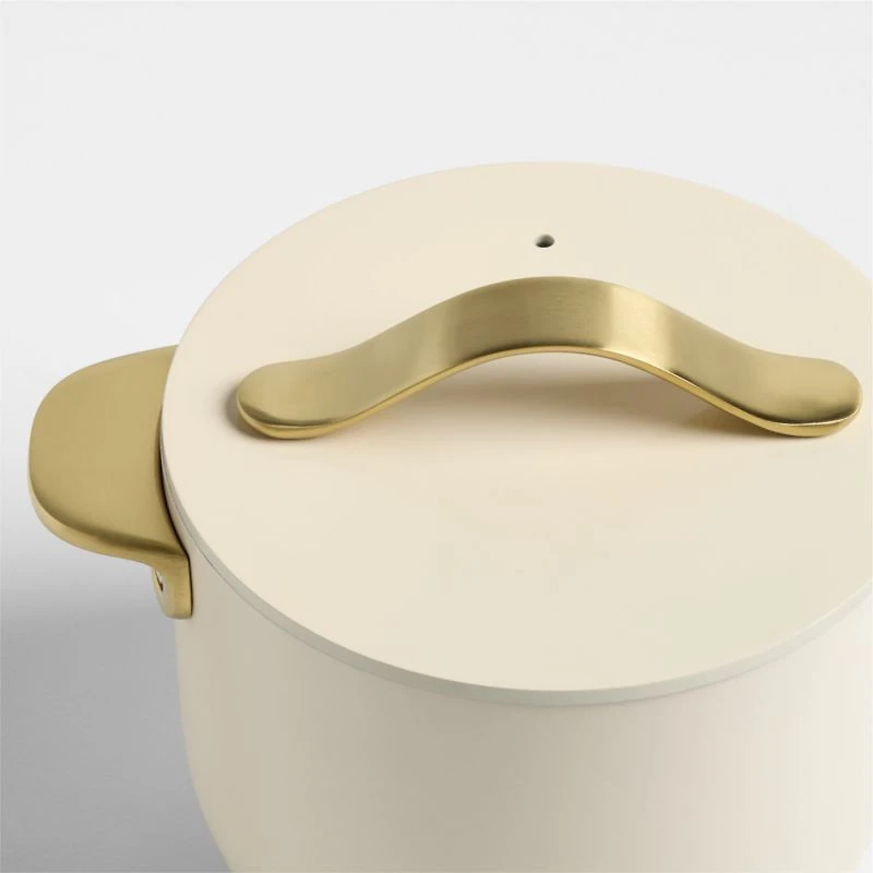 Caraway Cookware Plus Cream and Gold 2-Qt. Petite Cooker