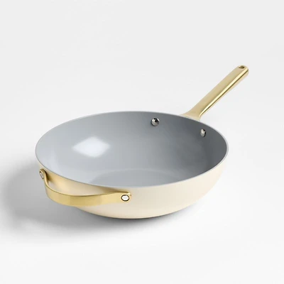 Caraway Cookware Plus Cream and Gold Stirfry Pan