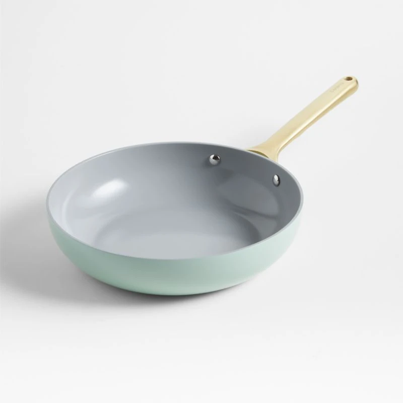 Caraway ® Silt Green Non-Stick Ceramic Fry Pan with Gold Hardware with Gold Hardware