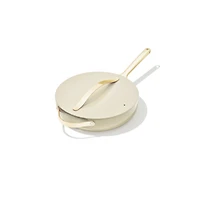Caraway ® Cream Non-Stick Ceramic Saute Pan with Gold Hardware