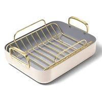 Caraway ® 16.5" Cream Ceramic Non-Stick Roasting Pan with Rack