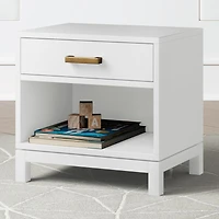 Parke White Wood Kids Nightstand with Drawer