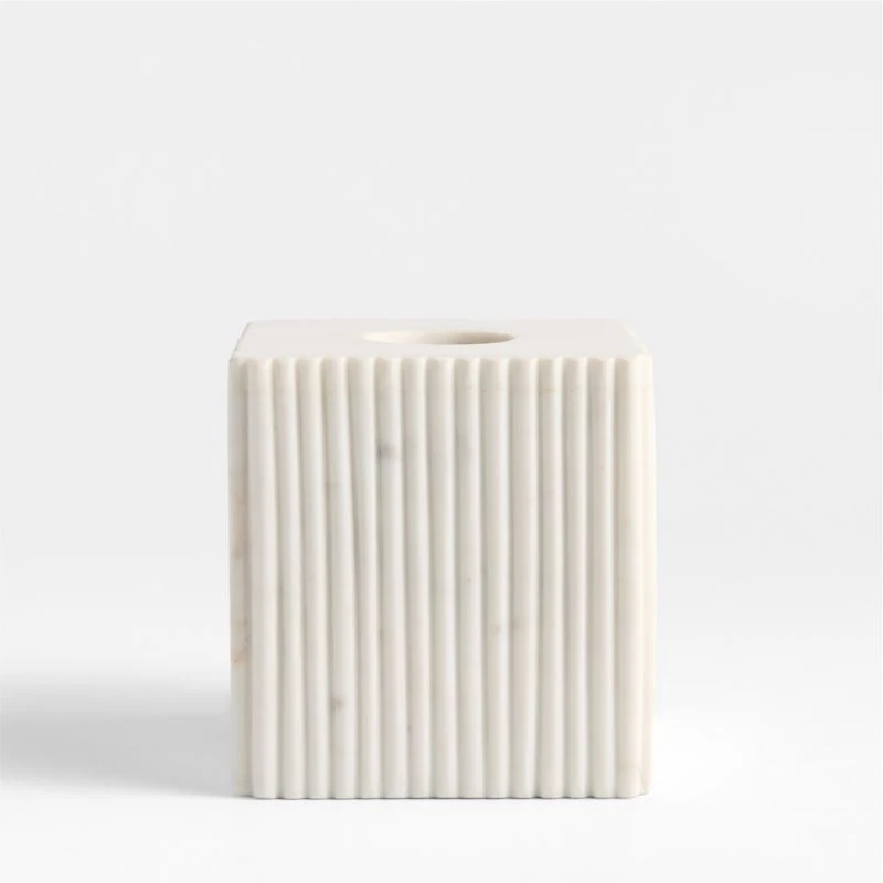 Carmen Fluted White Marble Tissue Box