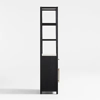 Carmen Tall White Marble Shelf and Black Ash Wood Bathroom Storage Tower