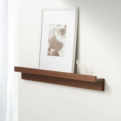 Carren 36" Floating Walnut Ledge Shelf with Lip