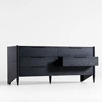 Casa 72" Black Oak Wood 6-Drawer Dresser