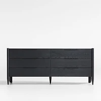 Casa 72" Black Oak Wood 6-Drawer Dresser