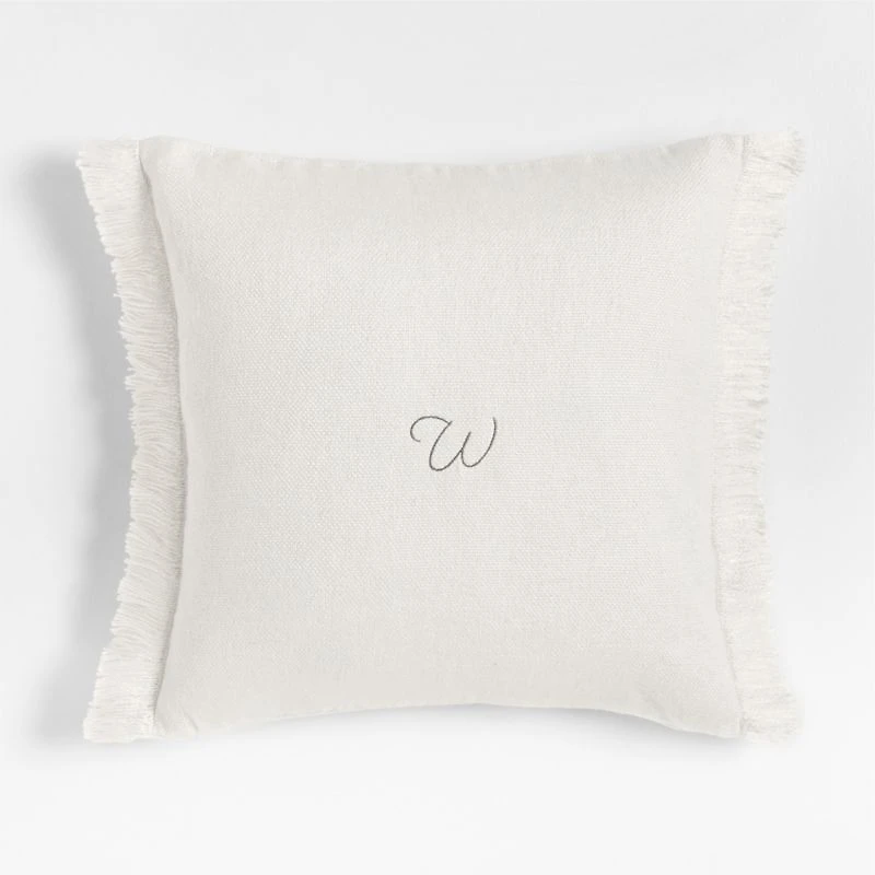 Casual Textured Fringe 23"x23" Arctic Ivory Throw Pillow Cover