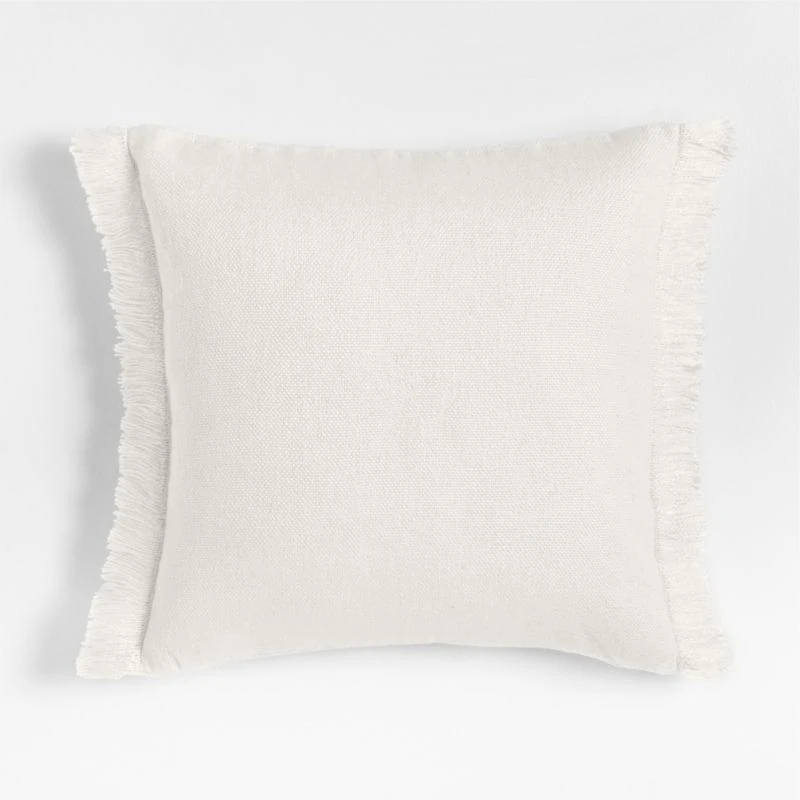 Casual Textured Fringe 23"x23" Arctic Ivory Throw Pillow Cover