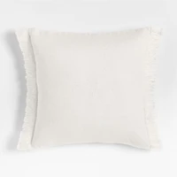 Casual Textured Fringe 23"x23" Arctic Ivory Throw Pillow Cover