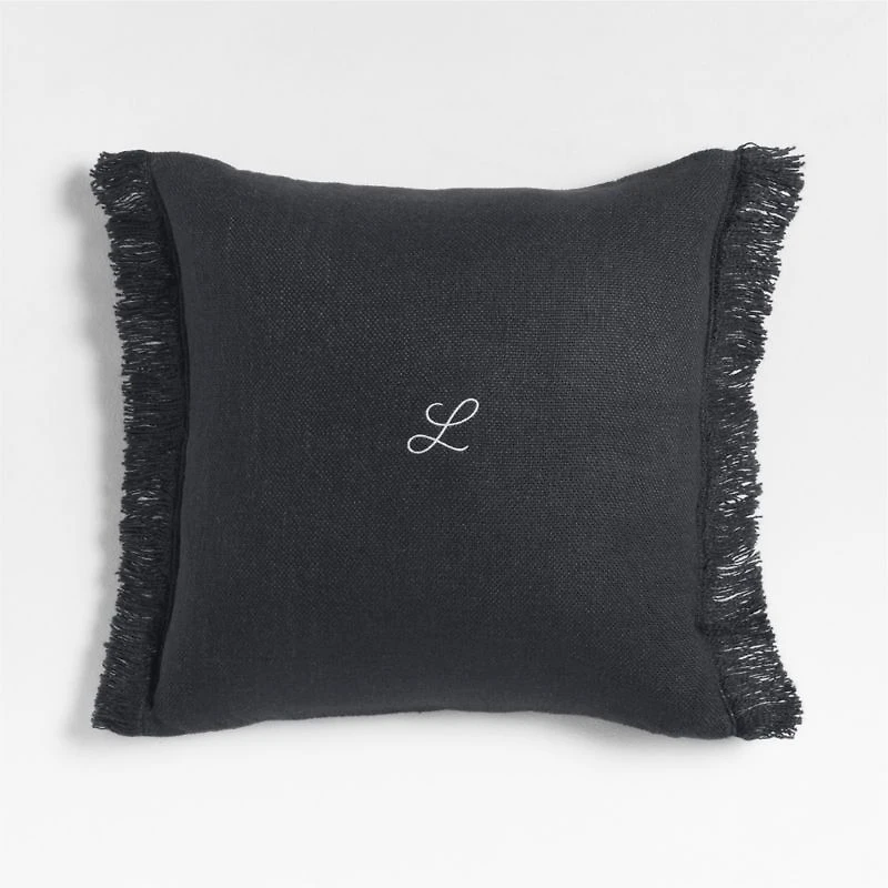 Casual Textured Fringe 23"x23" Deep Indigo Throw Pillow Cover