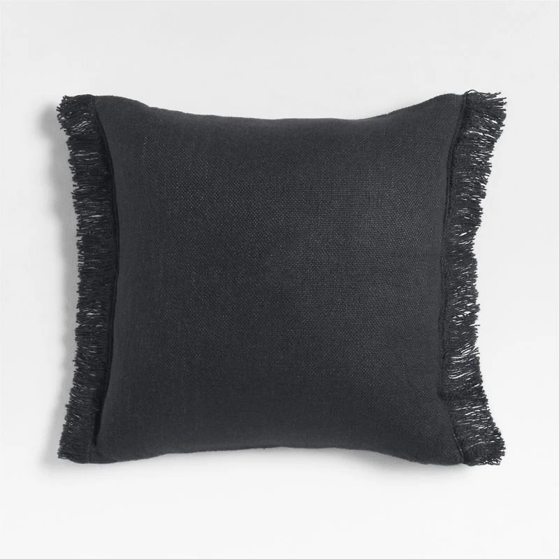 Casual Textured Fringe 23"x23" Deep Indigo Throw Pillow Cover