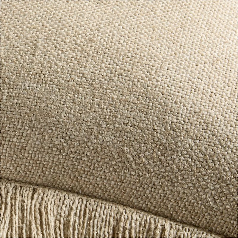 Casual Textured Fringe 23"x23" Flax Taupe Throw Pillow with Feather Insert