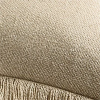 Casual Textured Fringe 23"x23" Flax Taupe Throw Pillow with Feather Insert
